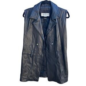Positano Pelle Vintage 90s Grunge Goth Biker Edgy Black Leather Longline Vest S